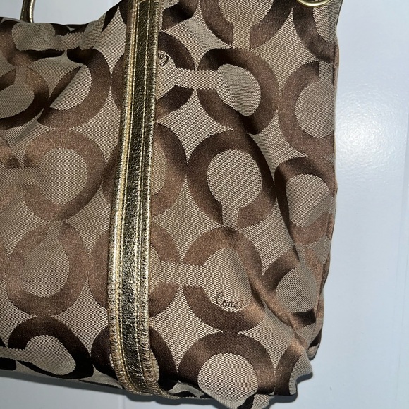 Coach Carryall Poppy Signature Op Art Glam Jacquard Tote!! - Picture 7 of 10